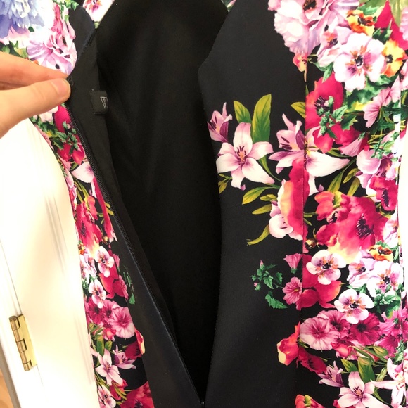 Guess, Floral Midi Dress, Black/Pink, Cross back, Size 2 - Picture 9 of 10